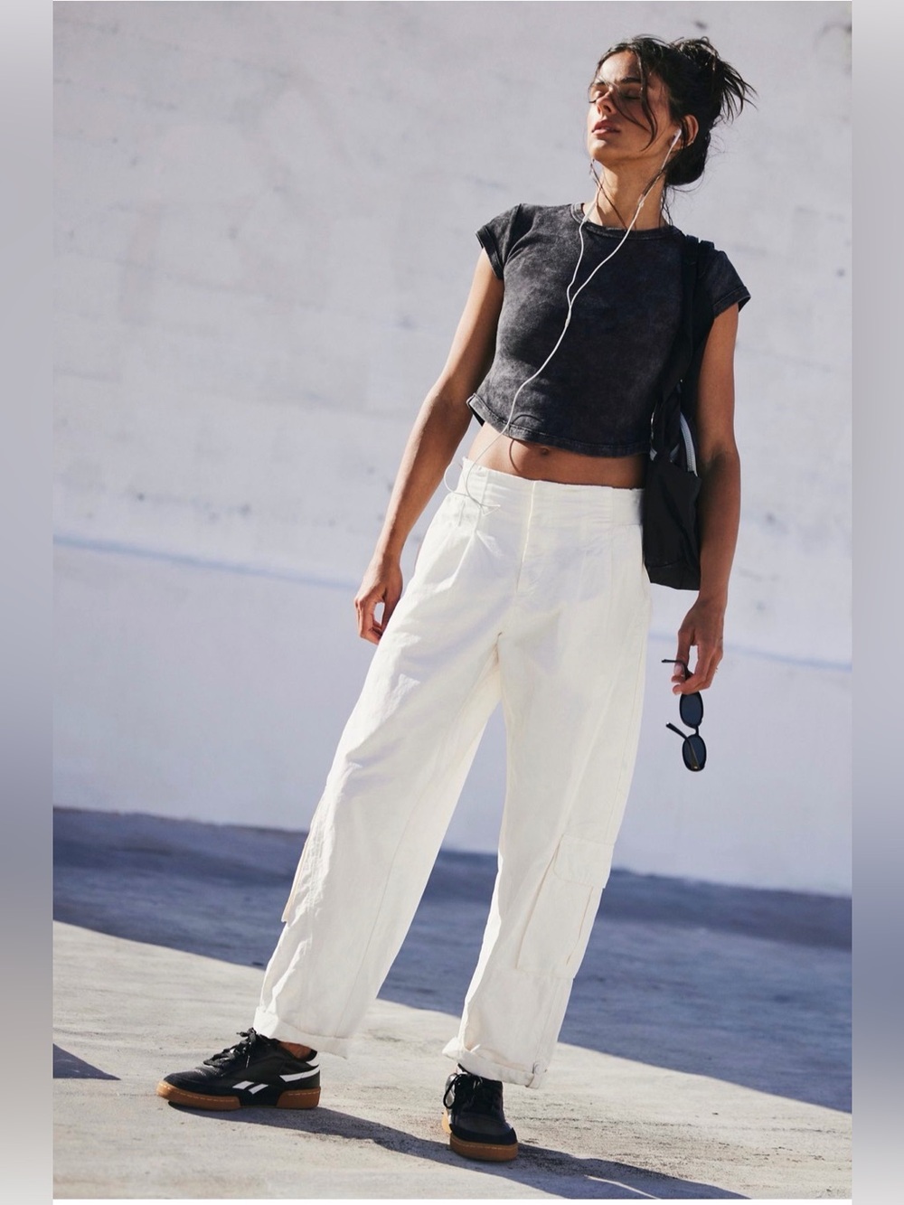 FP Movement by Free People Mesmerize Me Off-White Wide-Leg Utility Pants